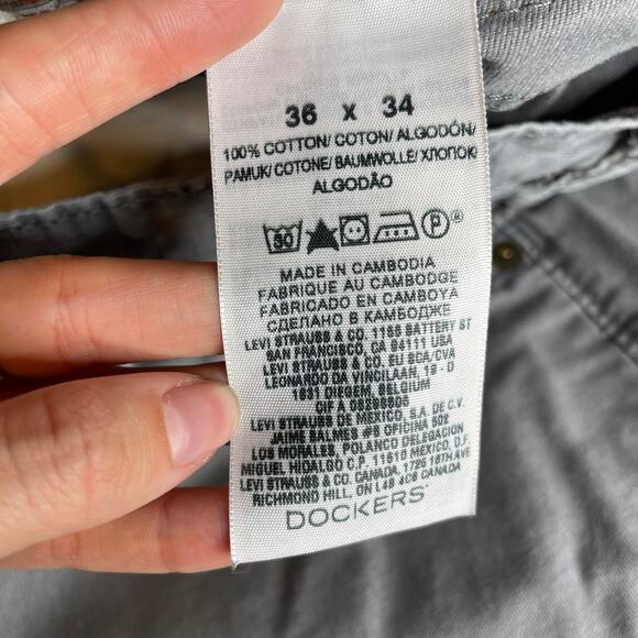 DOCKERS Stone Grey Denim Straight Jeans 36x34 Cotton - Picture 3 of 4